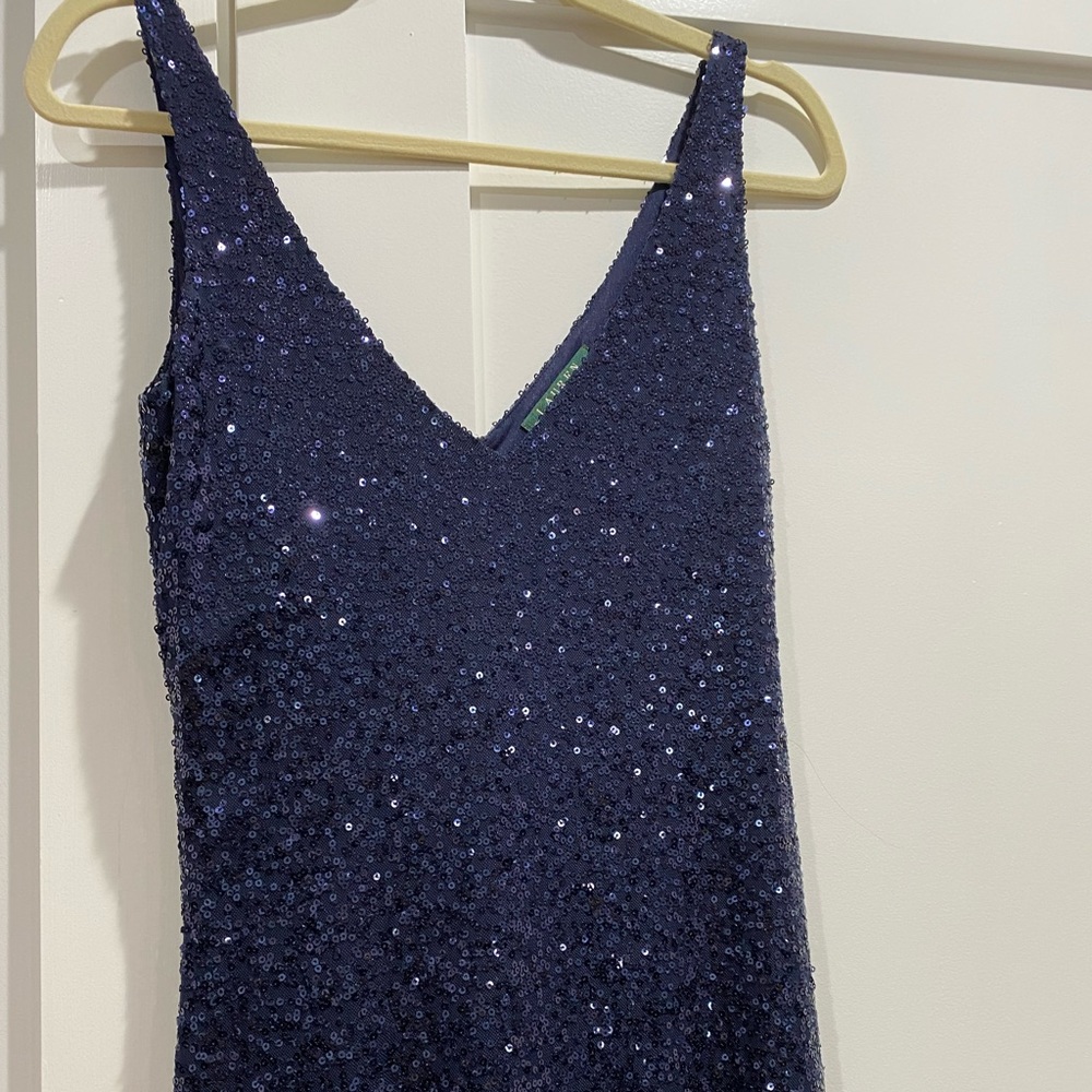 Lauren by Ralph Lauren navy sequin sleeveless gown